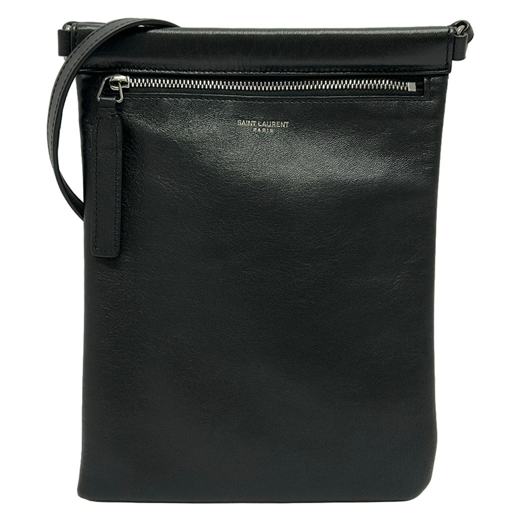 Saint Laurent Paris Shoulder Bag Flat Cross Black Leather