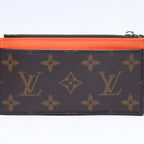 Louis Vuitton Coin Card Holder Case Monogram Brown Orange Silver — view 3