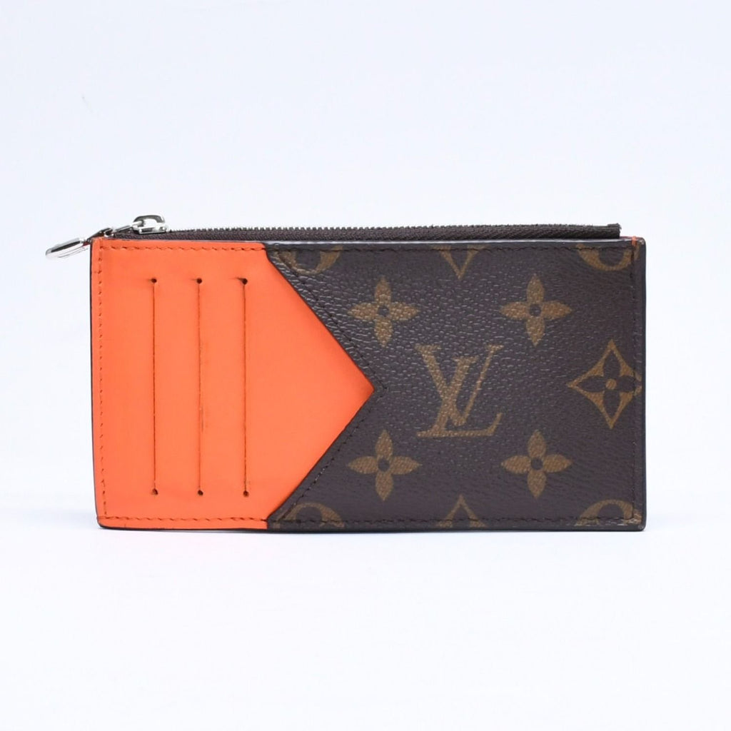 Louis Vuitton Coin Card Holder Case Monogram Brown Orange Silver — view 2