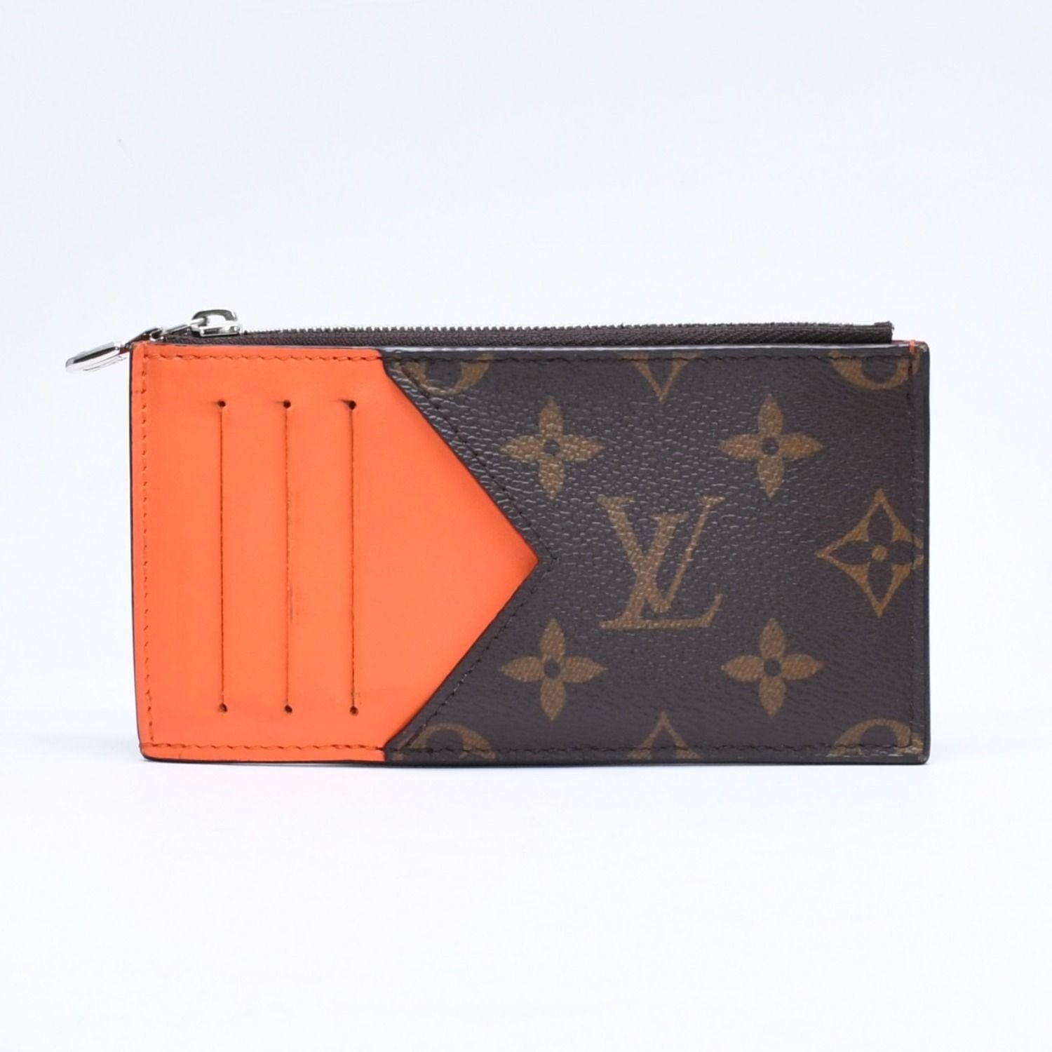 Louis Vuitton Coin Card Holder Case Monogram Brown Orange Silver — view 2