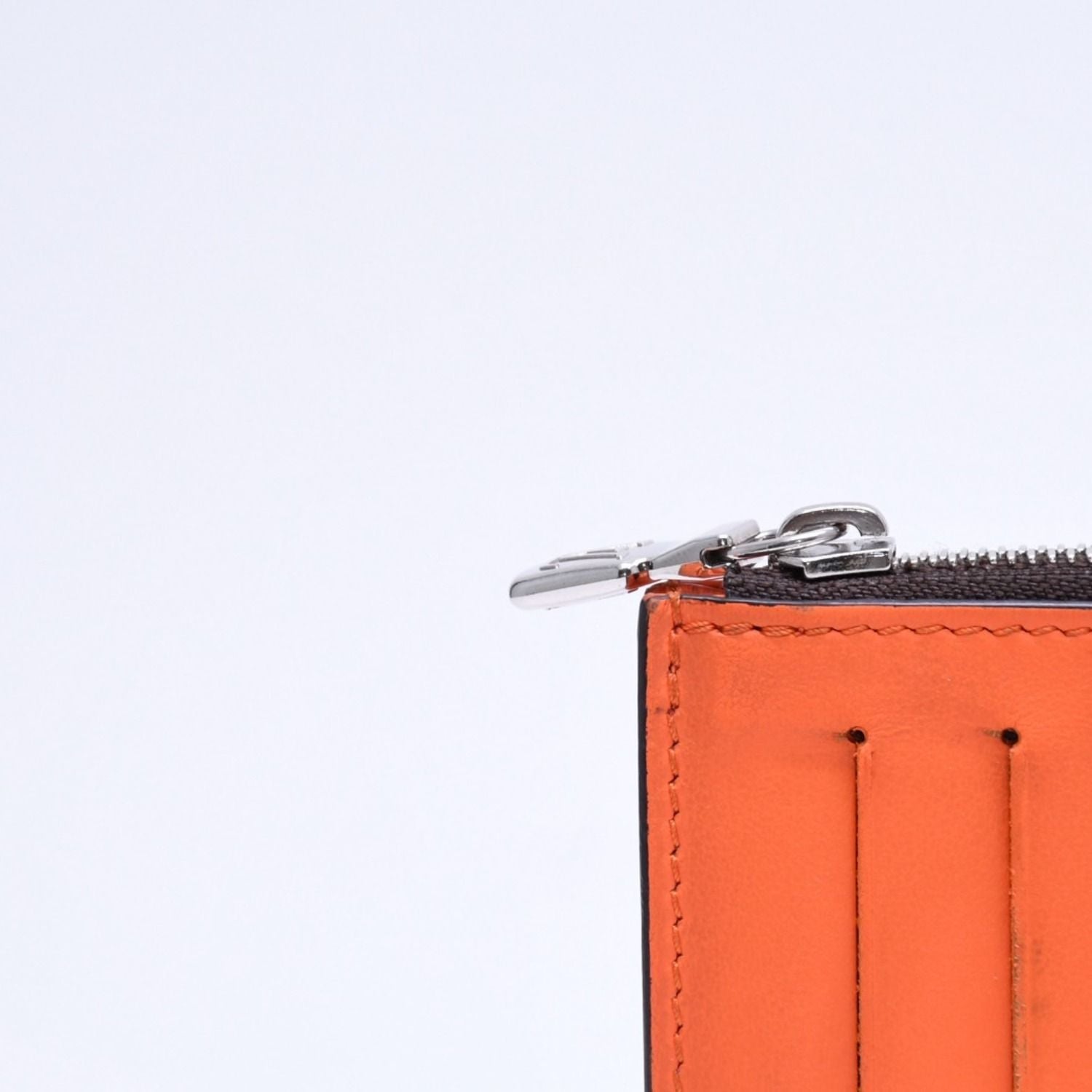 Louis Vuitton Coin Card Holder Case Monogram Brown Orange Silver — view 6