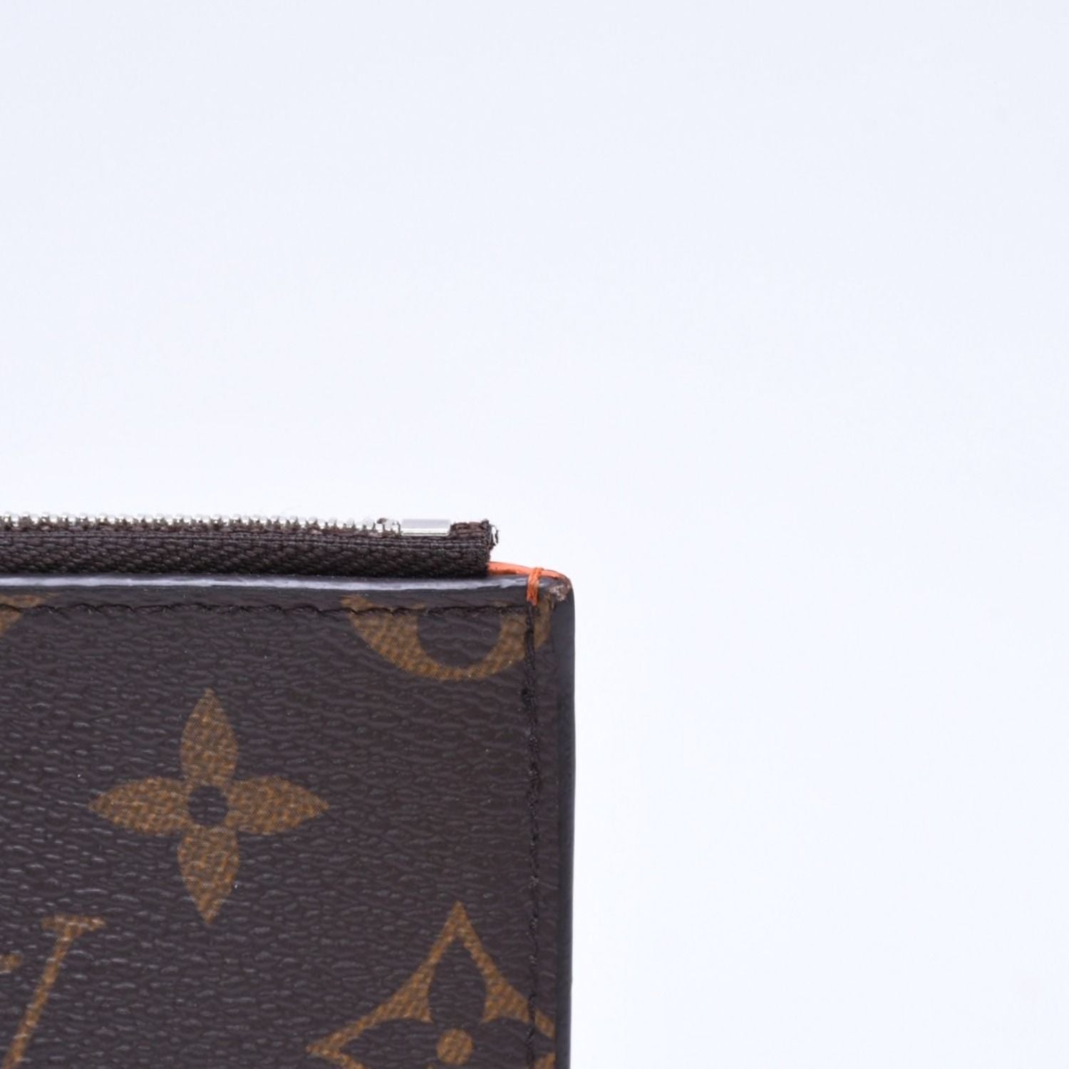 Louis Vuitton Coin Card Holder Case Monogram Brown Orange Silver — view 4