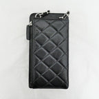 Chanel Chain Phone Case Shoulder Bag Quilted Black Silver — view 2