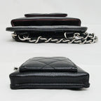 Chanel Chain Phone Case Shoulder Bag Quilted Black Silver — view 3