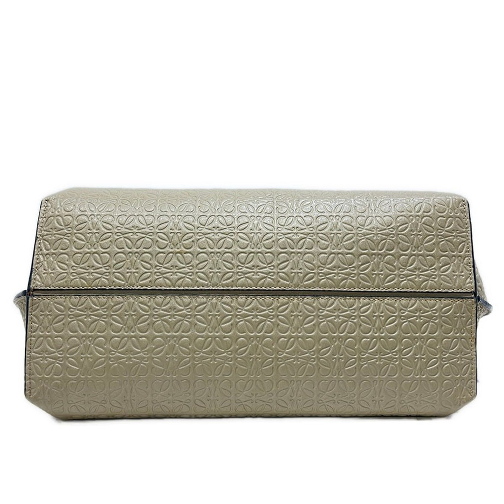 Loewe Tote Bag Anagram Pattern Gray Beige Embossed Leather — view 5