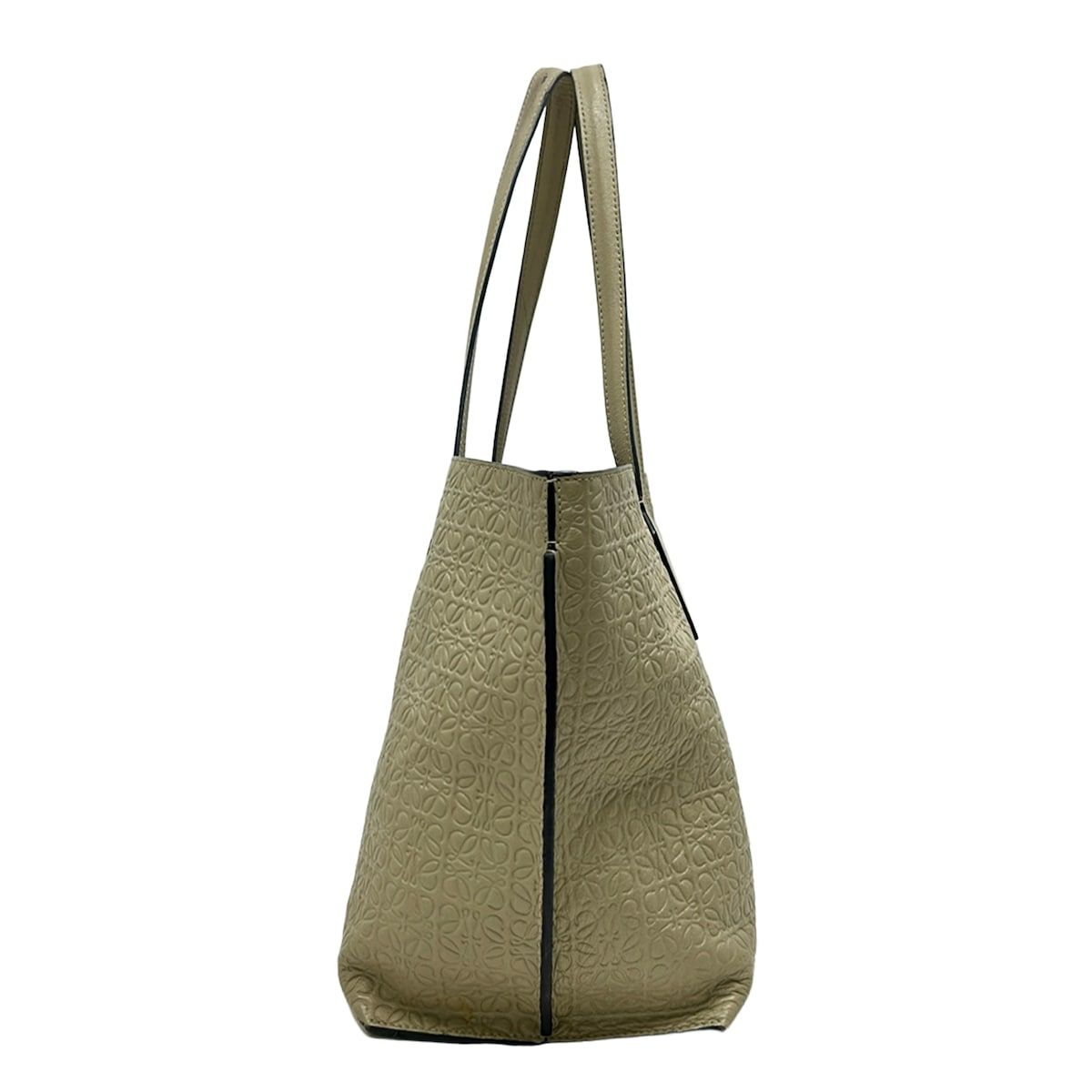 Loewe Tote Bag Anagram Pattern Gray Beige Embossed Leather — view 4