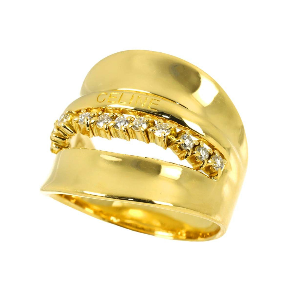 Celine Ring Diamond 18k Yellow Gold 750 Logo — view 4