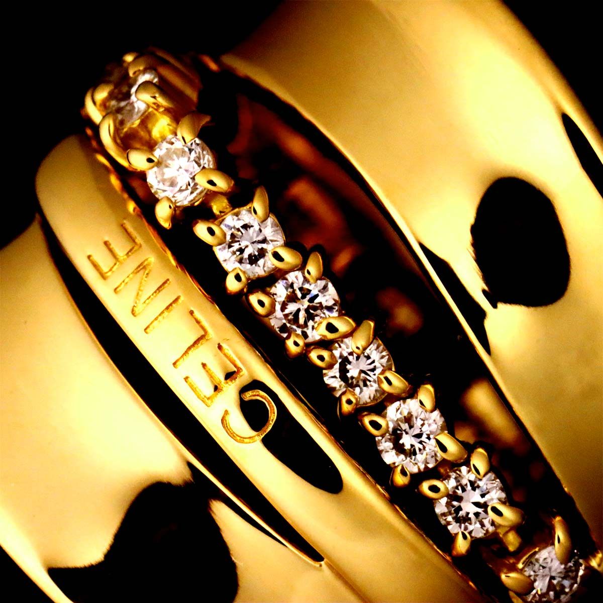 Celine Ring Diamond 18k Yellow Gold 750 Logo — view 5