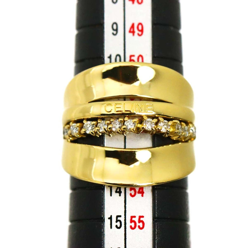 Celine Ring Diamond 18k Yellow Gold 750 Logo — view 6