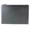 Dior Clutch Pouch Leather Gray Lightweight Capacity Crossbody