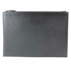 Dior Clutch Pouch Leather Gray Lightweight Capacity Crossbody