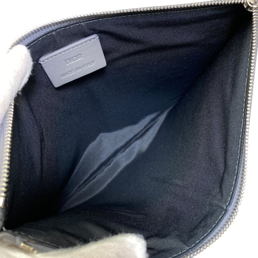 Dior Clutch Pouch Leather Gray Lightweight Capacity Crossbody — view 8
