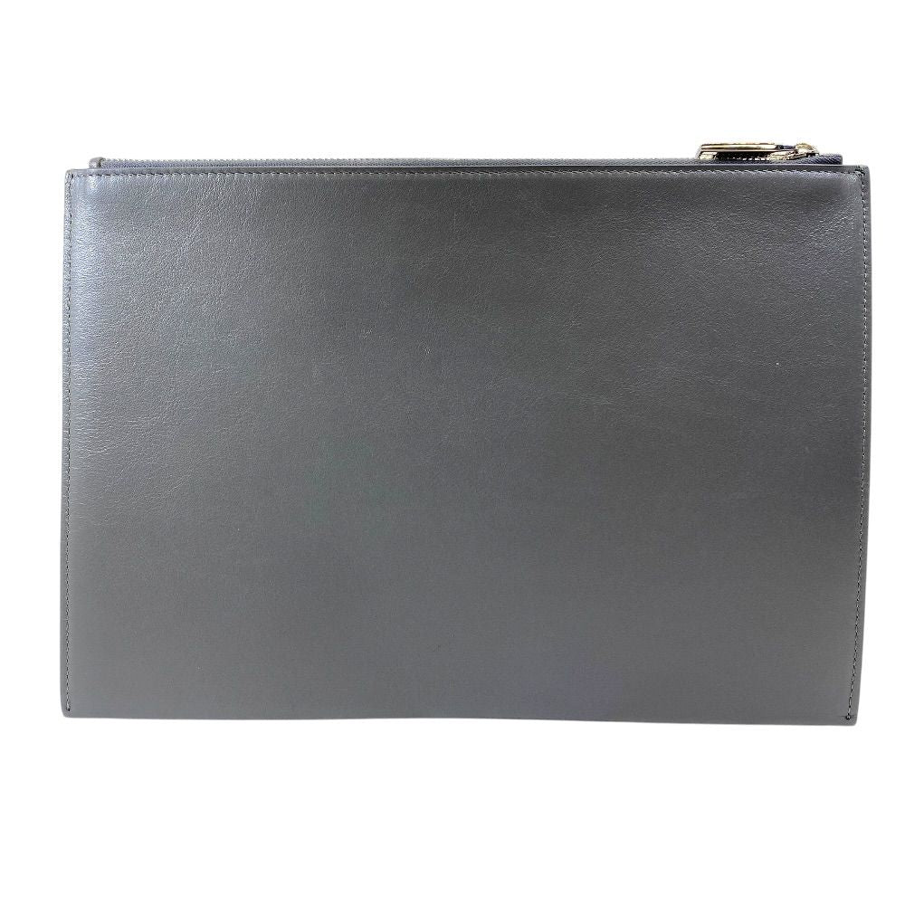 Dior Clutch Pouch Leather Gray Lightweight Capacity Crossbody — view 2