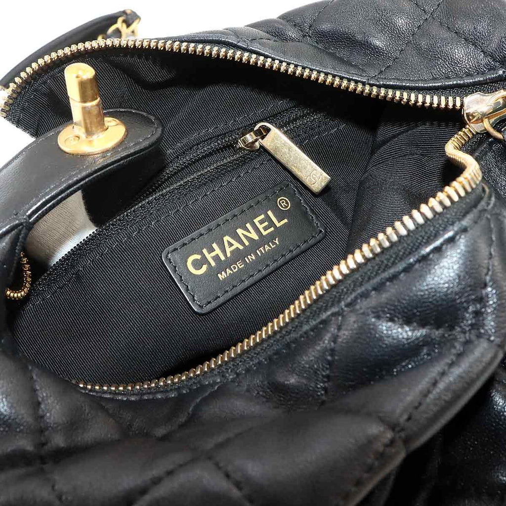Chanel 19 Quilted Hobo 2-Way Hand Chain Shoulder Bag Lambskin Black — view 7
