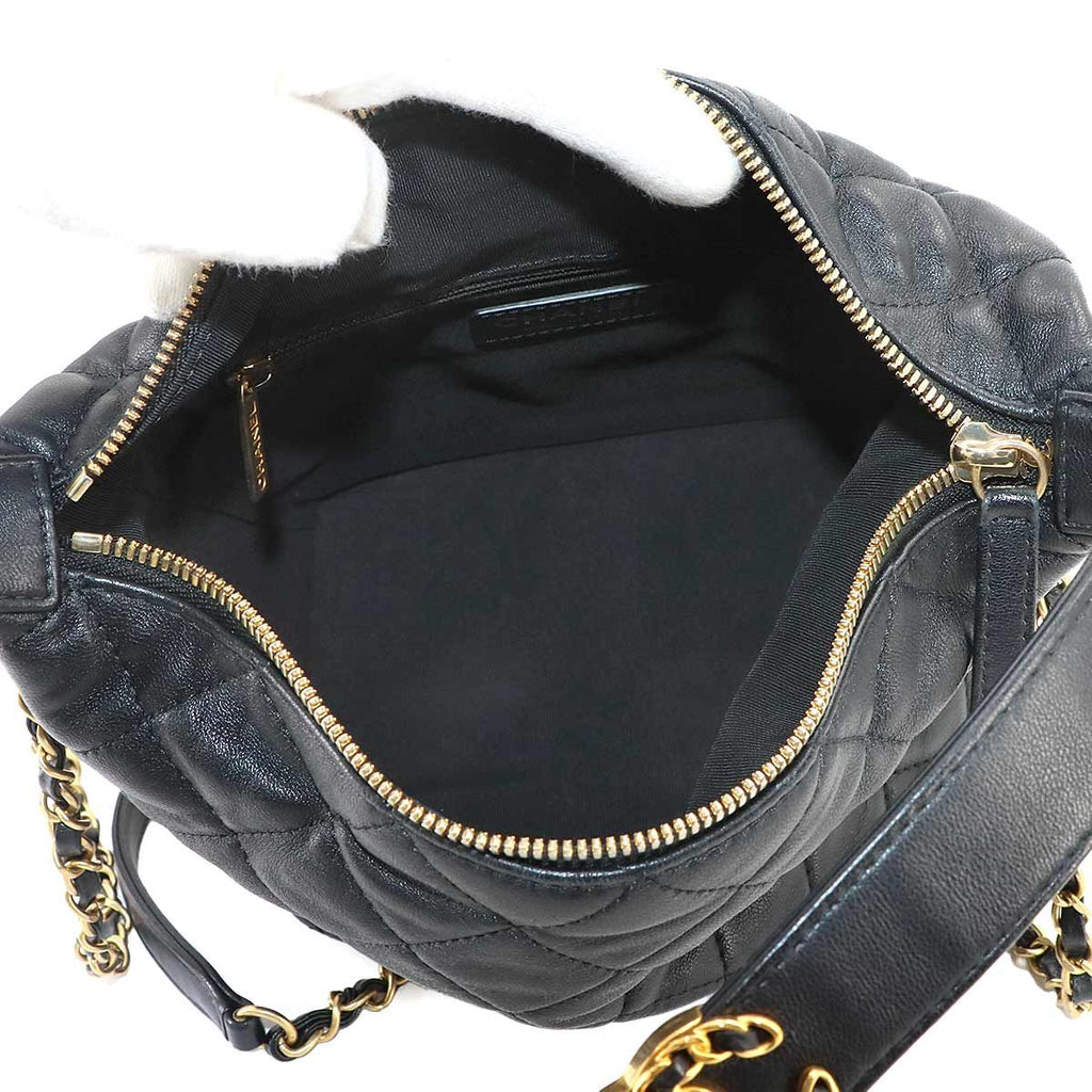 Chanel 19 Quilted Hobo 2-Way Hand Chain Shoulder Bag Lambskin Black — view 6