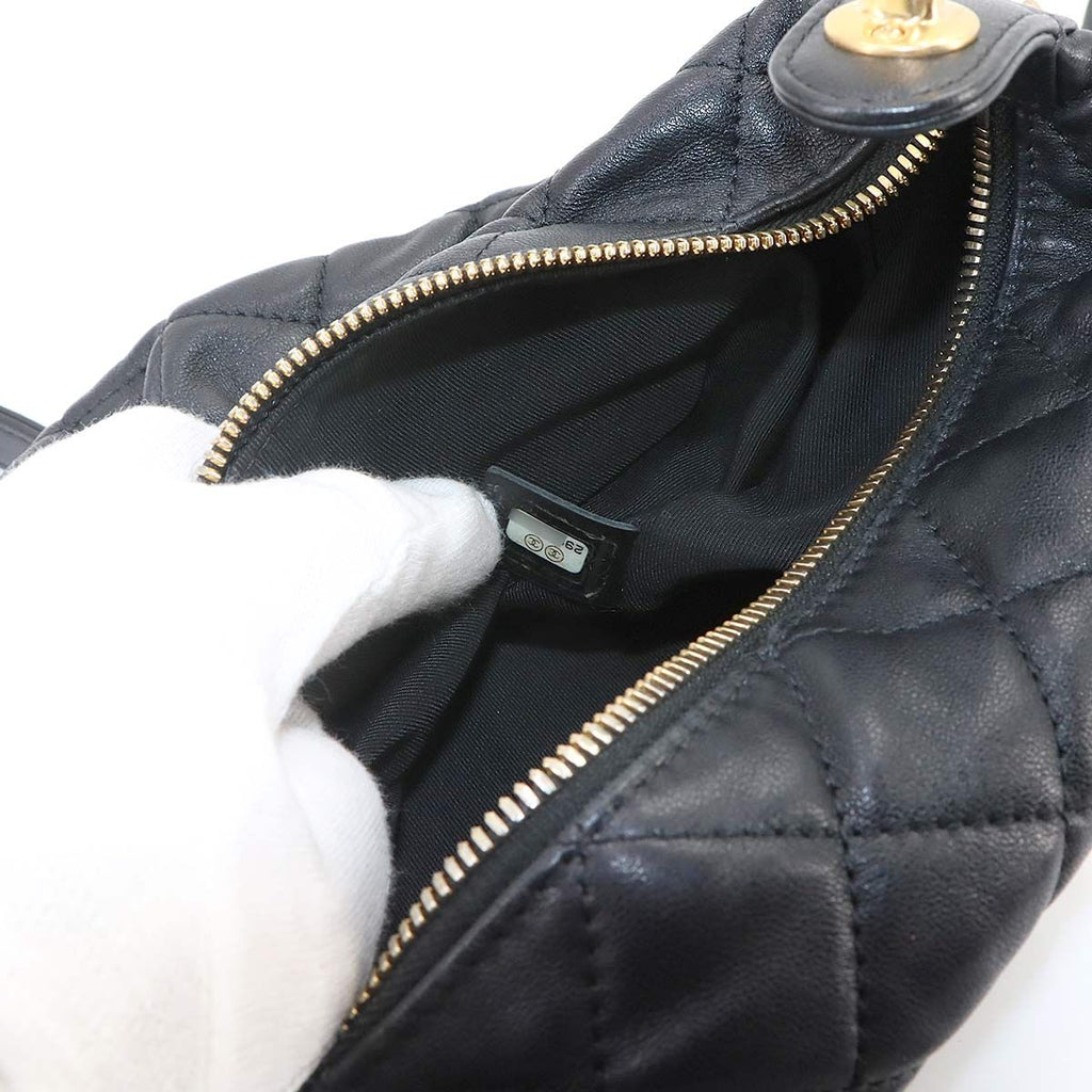 Chanel 19 Quilted Hobo 2-Way Hand Chain Shoulder Bag Lambskin Black — view 8