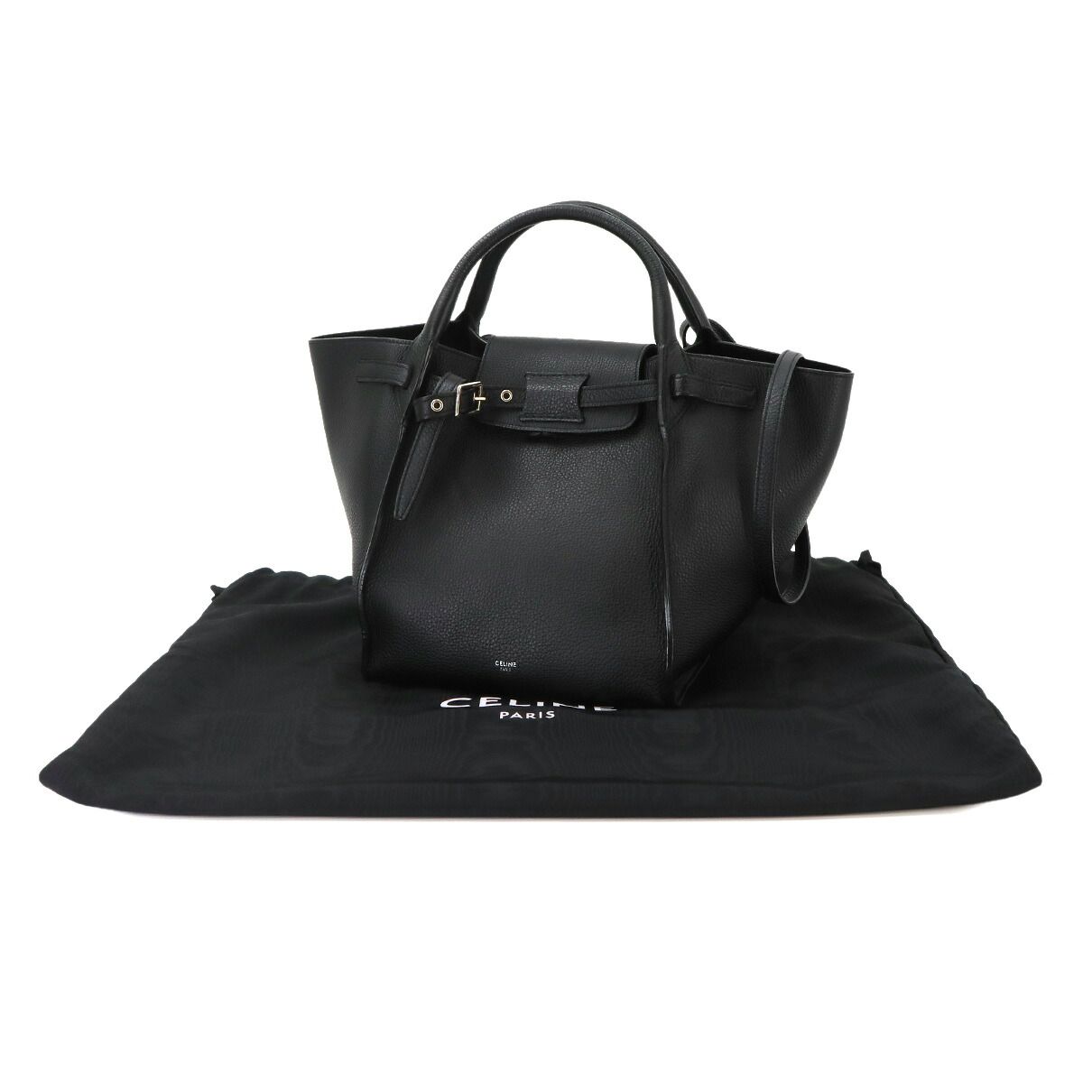 Celine Big Bag Small with Long Strap 2-Way Bag Leather Black — view 2