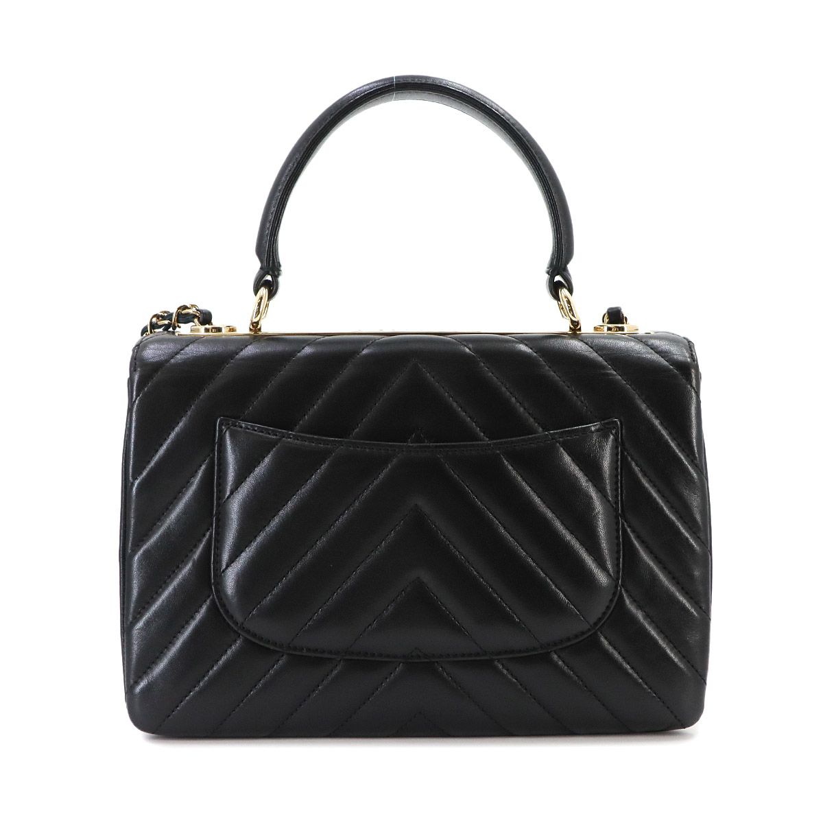 Chanel Trendy CC Chevron V-stitch 2-Way Hand Chain Shoulder Bag Leather Black — view 3