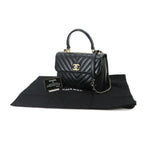 Chanel Trendy CC Chevron V-stitch 2-Way Hand Chain Shoulder Bag Leather Black — view 2