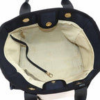 Chanel Deauville Small Shopping Tote Chain Shoulder Bag Canvas Leather Navy — view 7