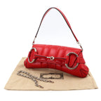 Gucci Horsebit 2-Way Chain Shoulder Bag Leather Red Silver — view 2