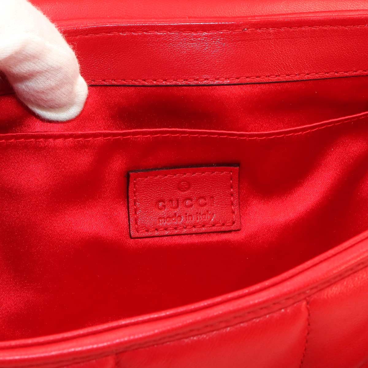 Gucci Horsebit 2-Way Chain Shoulder Bag Leather Red Silver — view 8