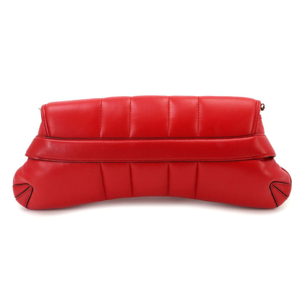 Gucci Horsebit 2-Way Chain Shoulder Bag Leather Red Silver — view 3