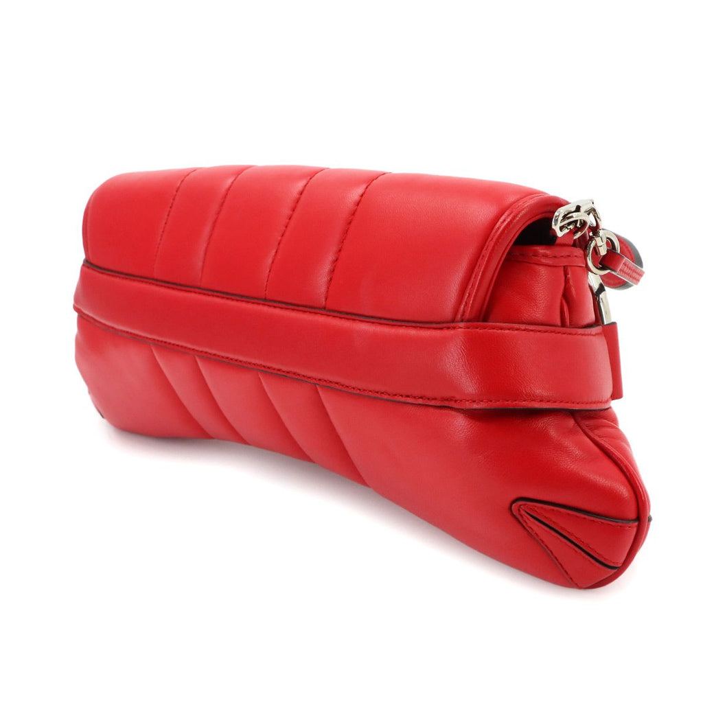 Gucci Horsebit 2-Way Chain Shoulder Bag Leather Red Silver — view 4