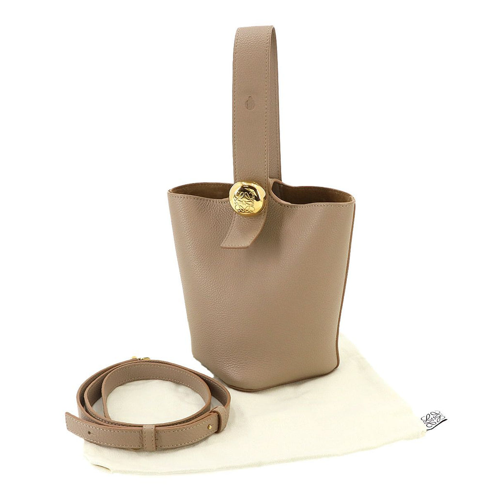Loewe Pebble Bucket Bag Mini 2-Way Leather Sand — view 2