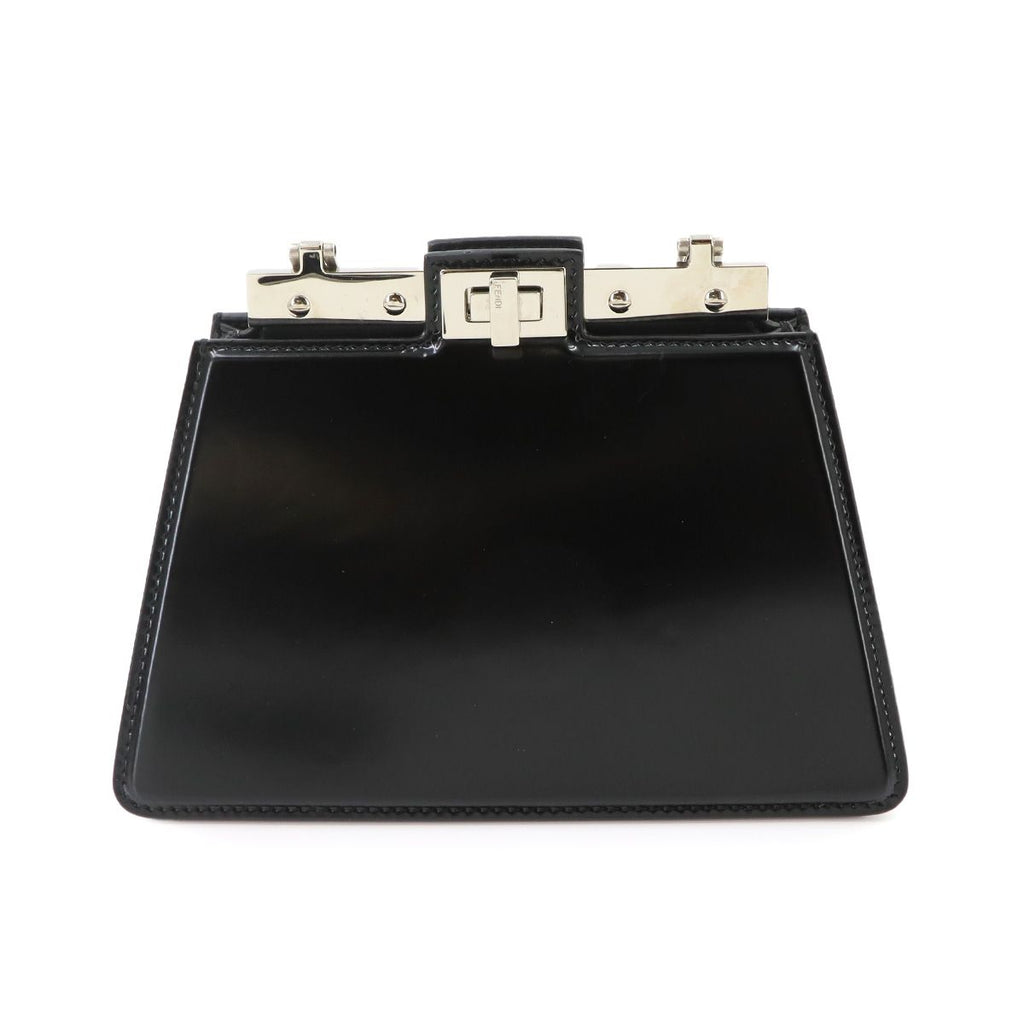 Fendi Peekaboo Cut Petit Shoulder Bag Leather Black Silver — view 3