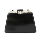 Fendi Peekaboo Cut Petit Shoulder Bag Leather Black Silver — view 3