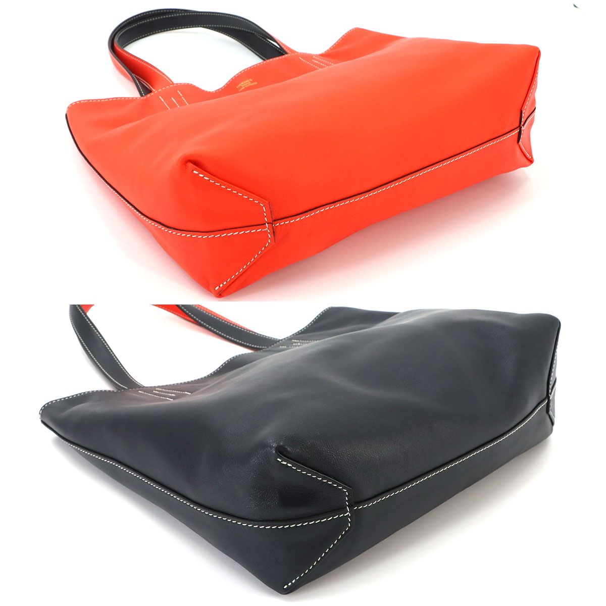 Hermes Double Sens 28 Reversible Tote Bag Sikkim Orange Black — view 5