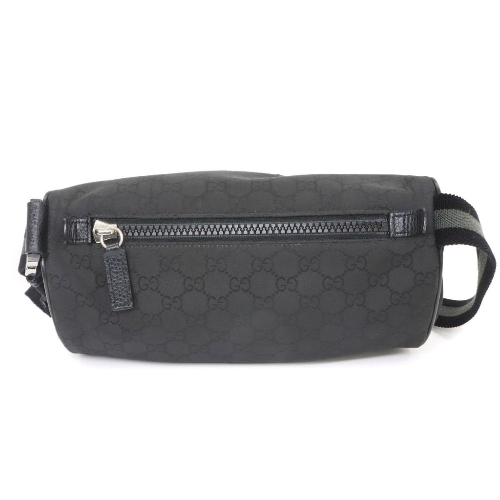 Gucci GG Nylon Crossbody Waist Bag Leather Black Silver — view 2