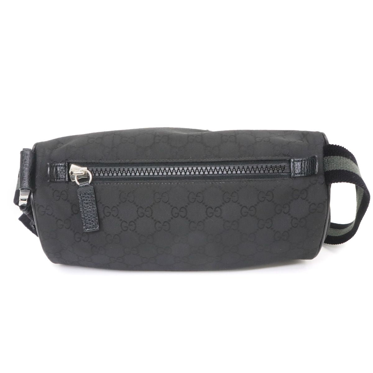 Gucci GG Nylon Crossbody Waist Bag Leather Black Silver — view 2