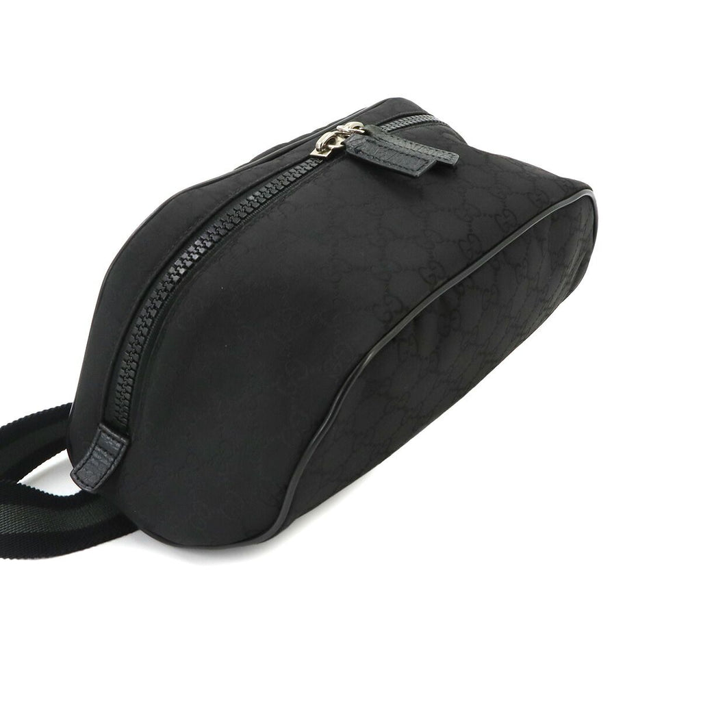 Gucci GG Nylon Crossbody Waist Bag Leather Black Silver — view 4