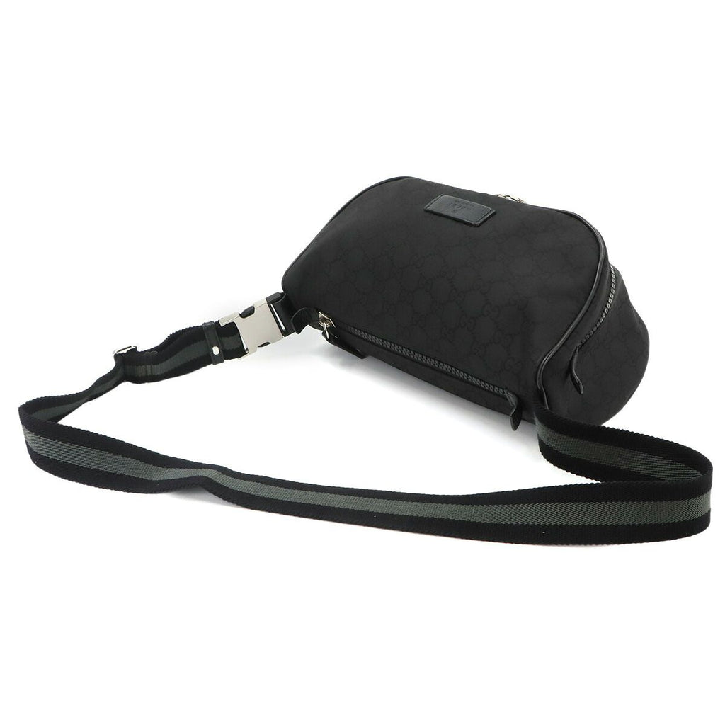 Gucci GG Nylon Crossbody Waist Bag Leather Black Silver — view 5