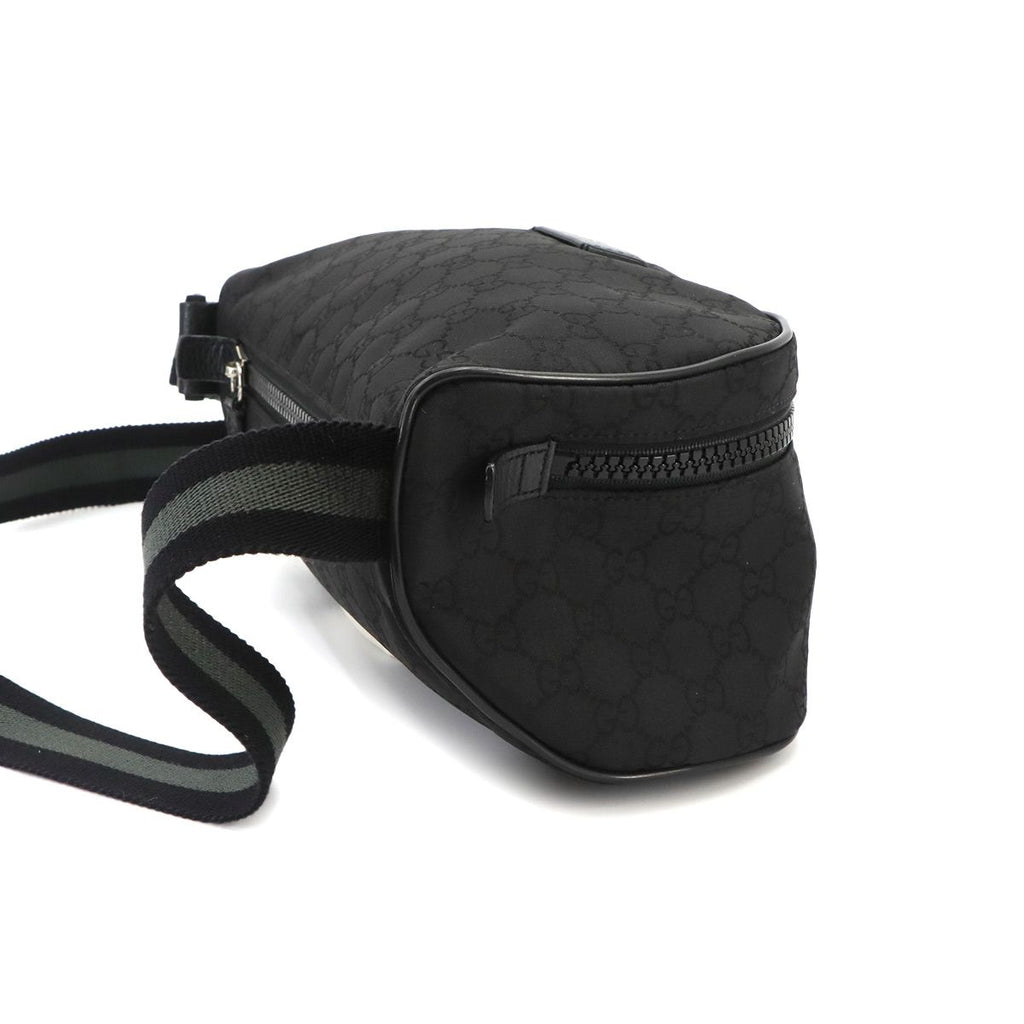 Gucci GG Nylon Crossbody Waist Bag Leather Black Silver — view 3