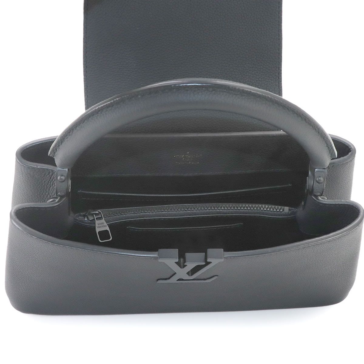 Louis Vuitton Capucines East West MM 2-Way Bag Taurillon Leather All Black — view 7