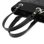 Chanel Paris Biarritz PM Tote Bag Nylon Leather Black Silver — view 6