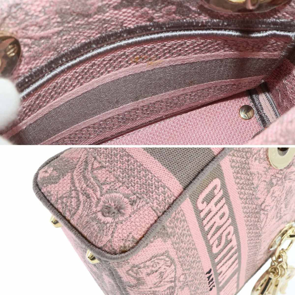 Dior Lady D-Lite Mini 2-Way Bag Canvas Pink — view 8