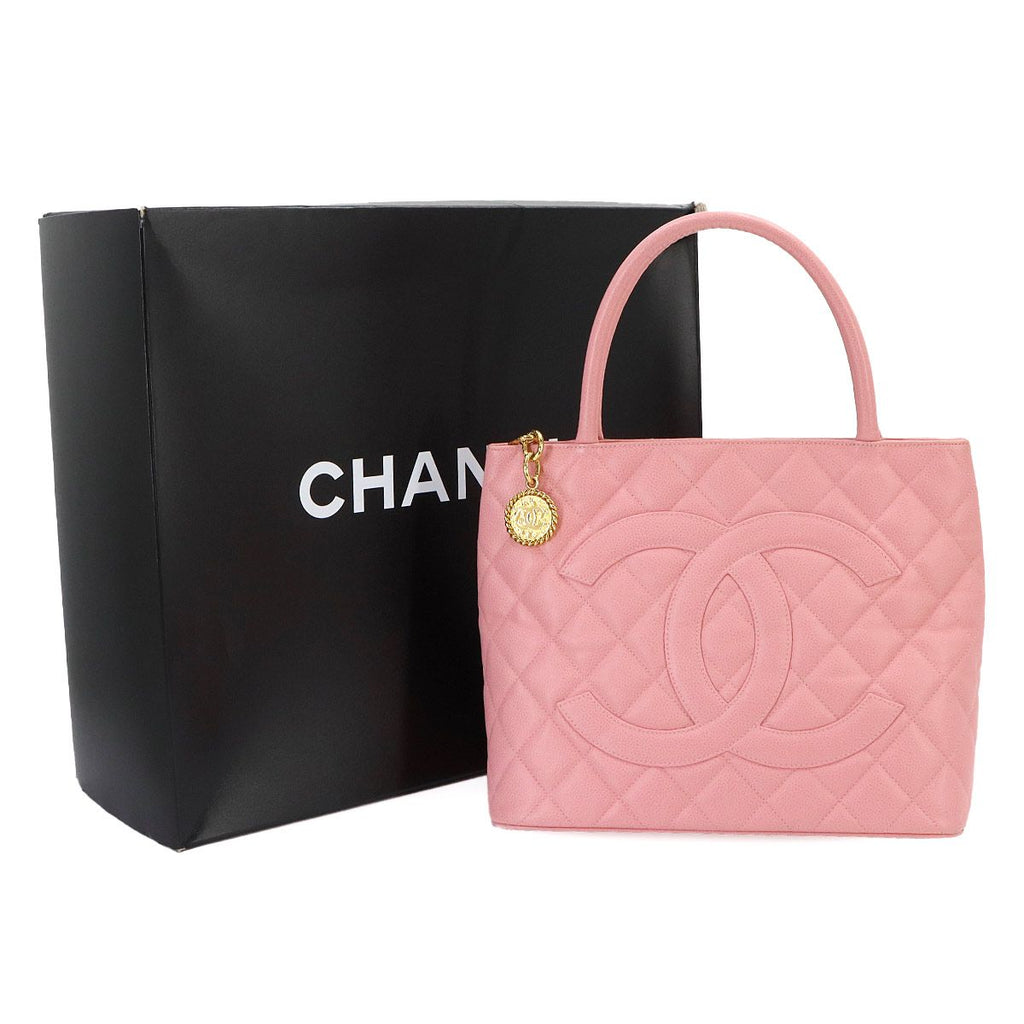 Chanel Reissue Tote Bag Caviar Leather Pink Gold Vintage Medallion — view 2
