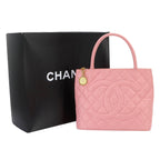 Chanel Reissue Tote Bag Caviar Leather Pink Gold Vintage Medallion — view 2
