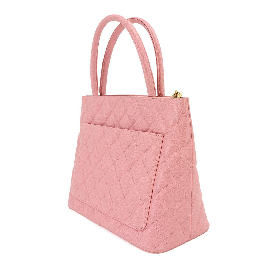 Chanel Reissue Tote Bag Caviar Leather Pink Gold Vintage Medallion — view 4