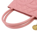 Chanel Reissue Tote Bag Caviar Leather Pink Gold Vintage Medallion — view 6