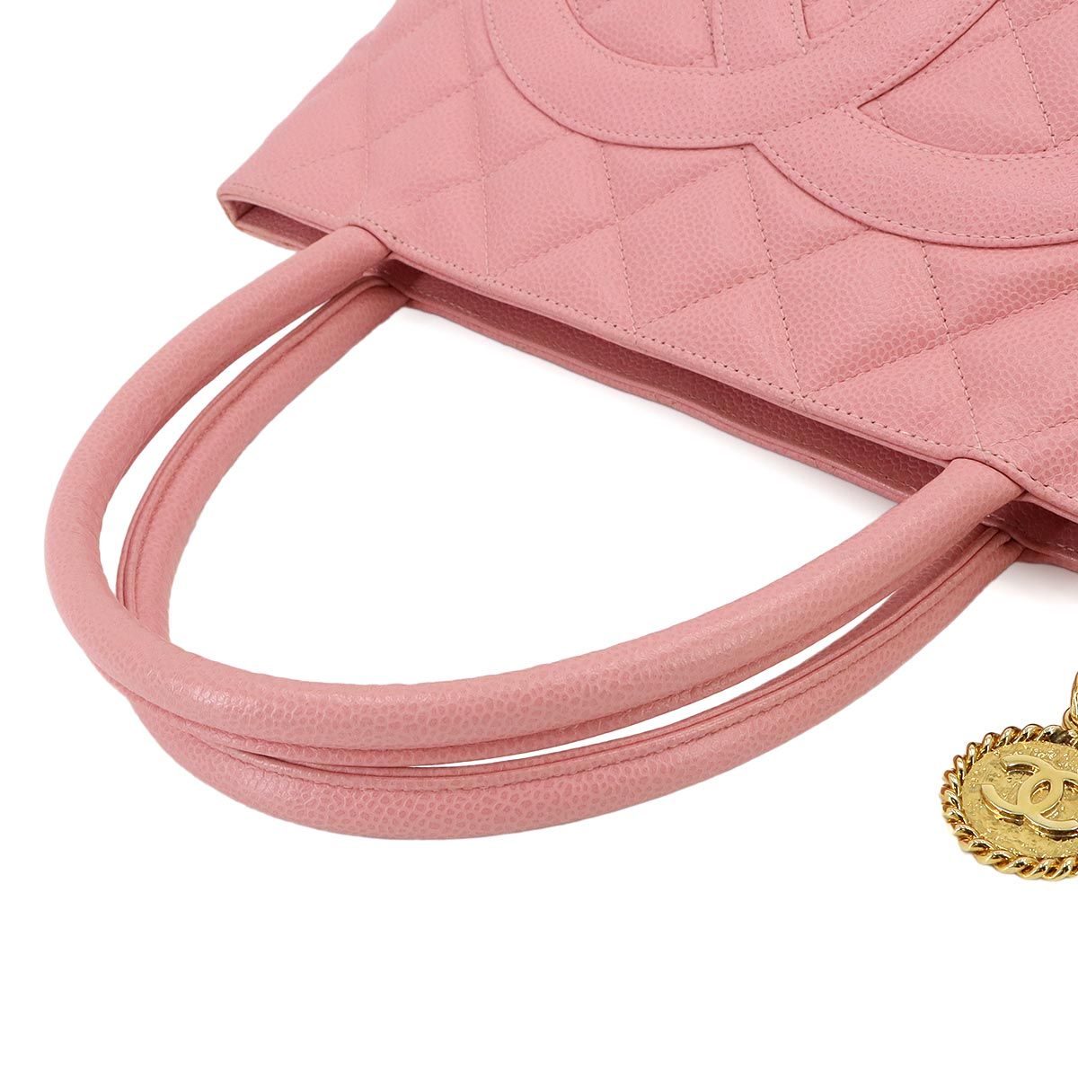 Chanel Reissue Tote Bag Caviar Leather Pink Gold Vintage Medallion — view 6