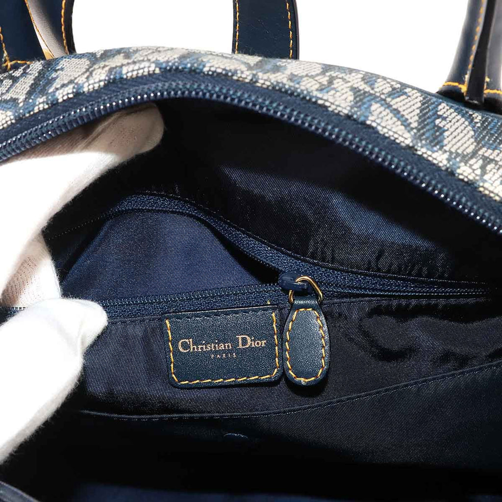 Dior Trotter Double Saddle Hand Bag Canvas Leather Navy — view 7