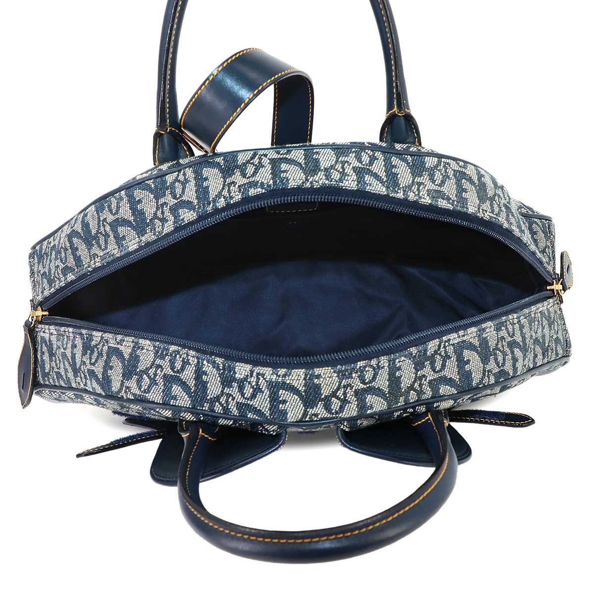 Dior Trotter Double Saddle Hand Bag Canvas Leather Navy — view 6