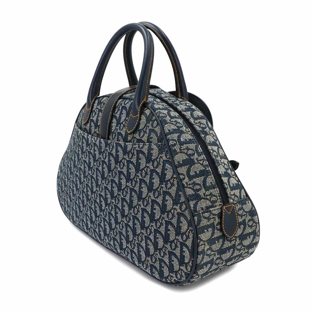 Dior Trotter Double Saddle Hand Bag Canvas Leather Navy — view 3