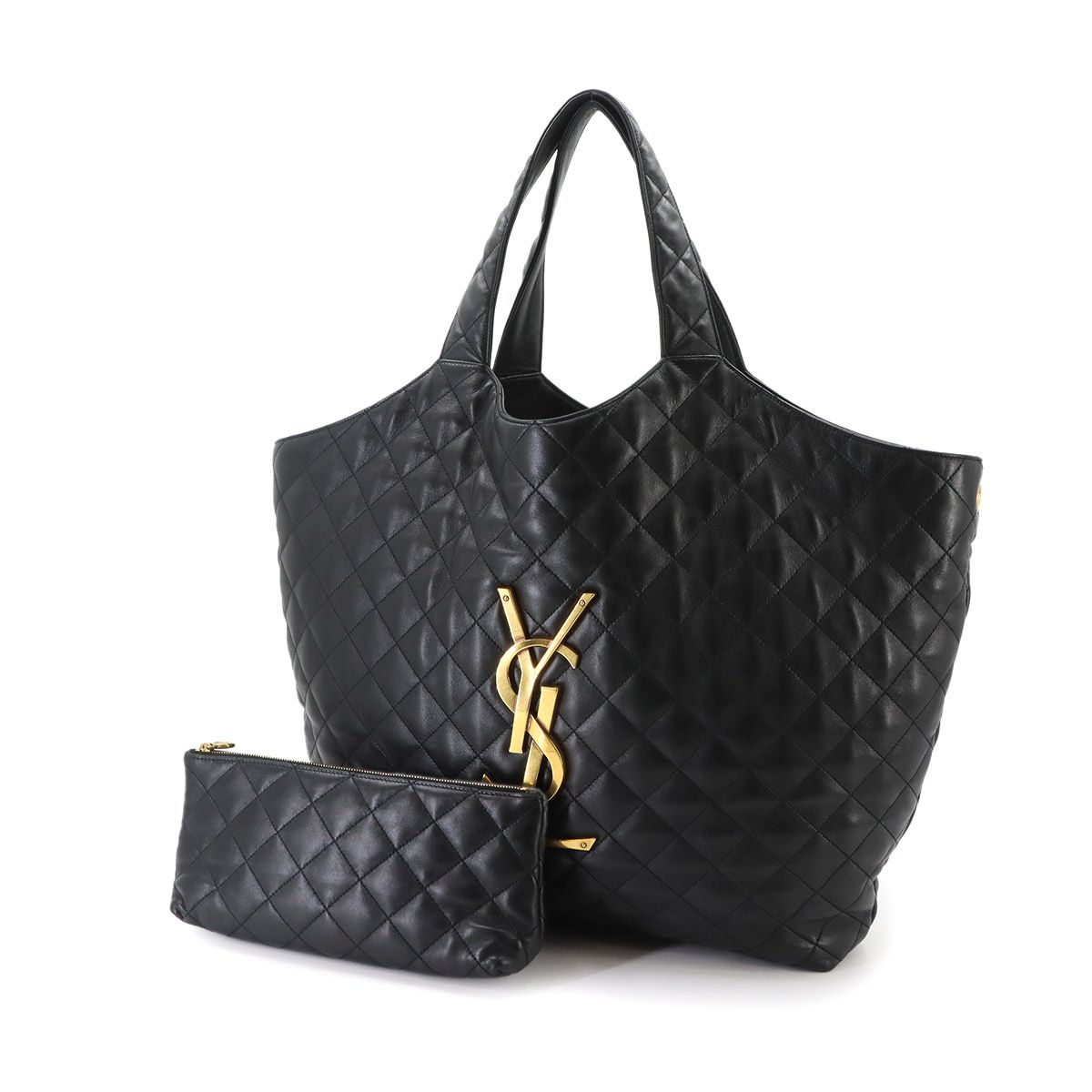 Saint Laurent Icare Maxi Shopping Tote Bag Leather Black — view 2