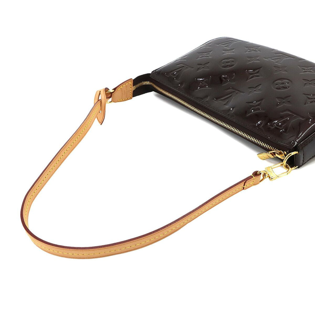 Louis Vuitton Monogram Vernis Pochette Accessoires Hand Bag Leather Amaranth — view 6